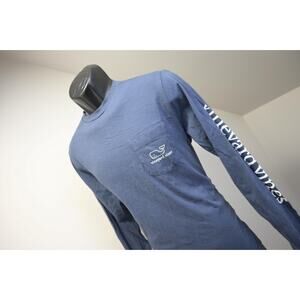 Vineyard Vines Whale Tee Shirt Blue Casual Long Sleeve Mens Size XS XSmall
